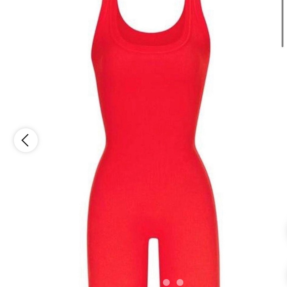 Skims Ribbed Red Bodysuit